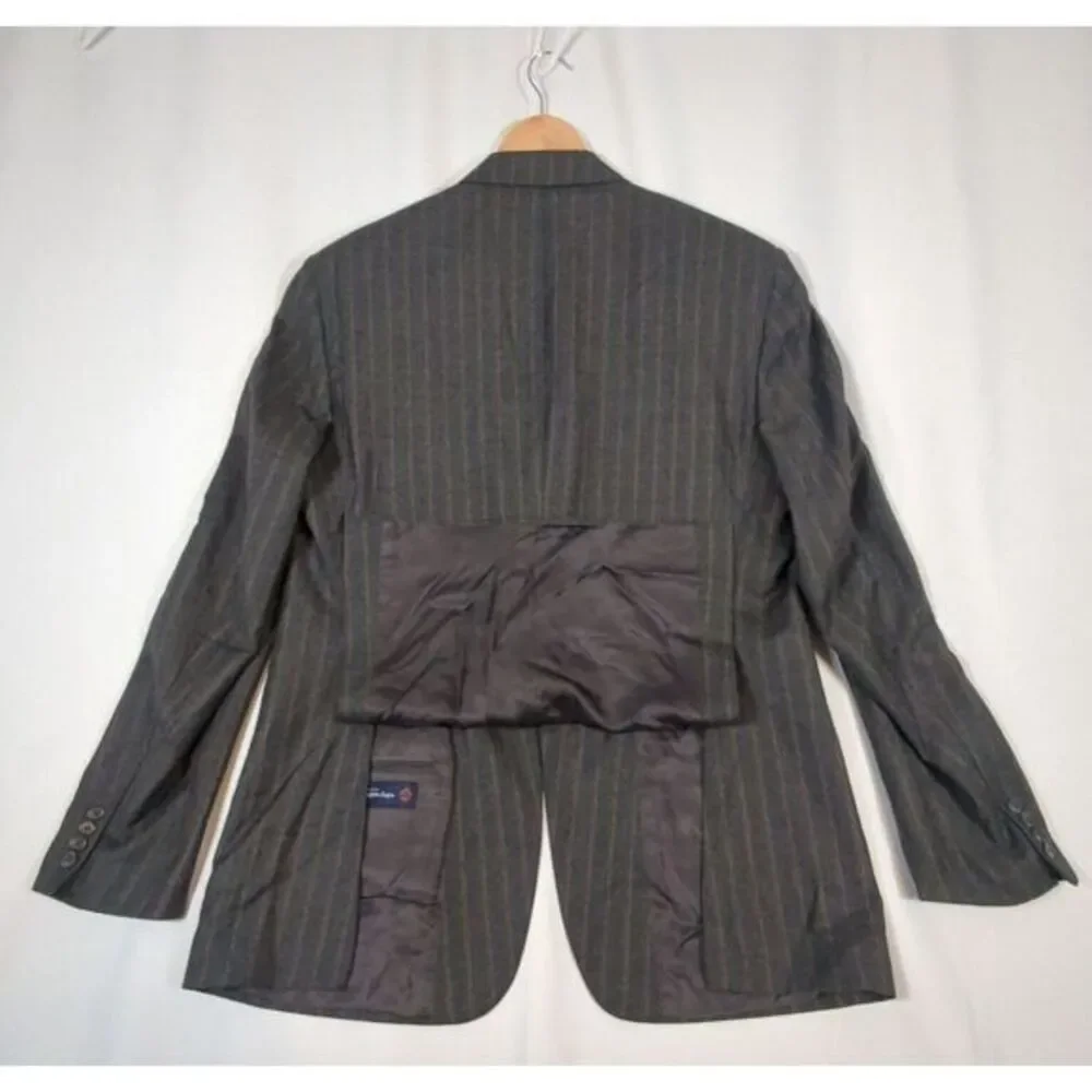 Ermenegildo Zegna Suzzara Wool Blazer Mens 44‎ Long Charcoal Striped Sport USA - Picture 3 of 14